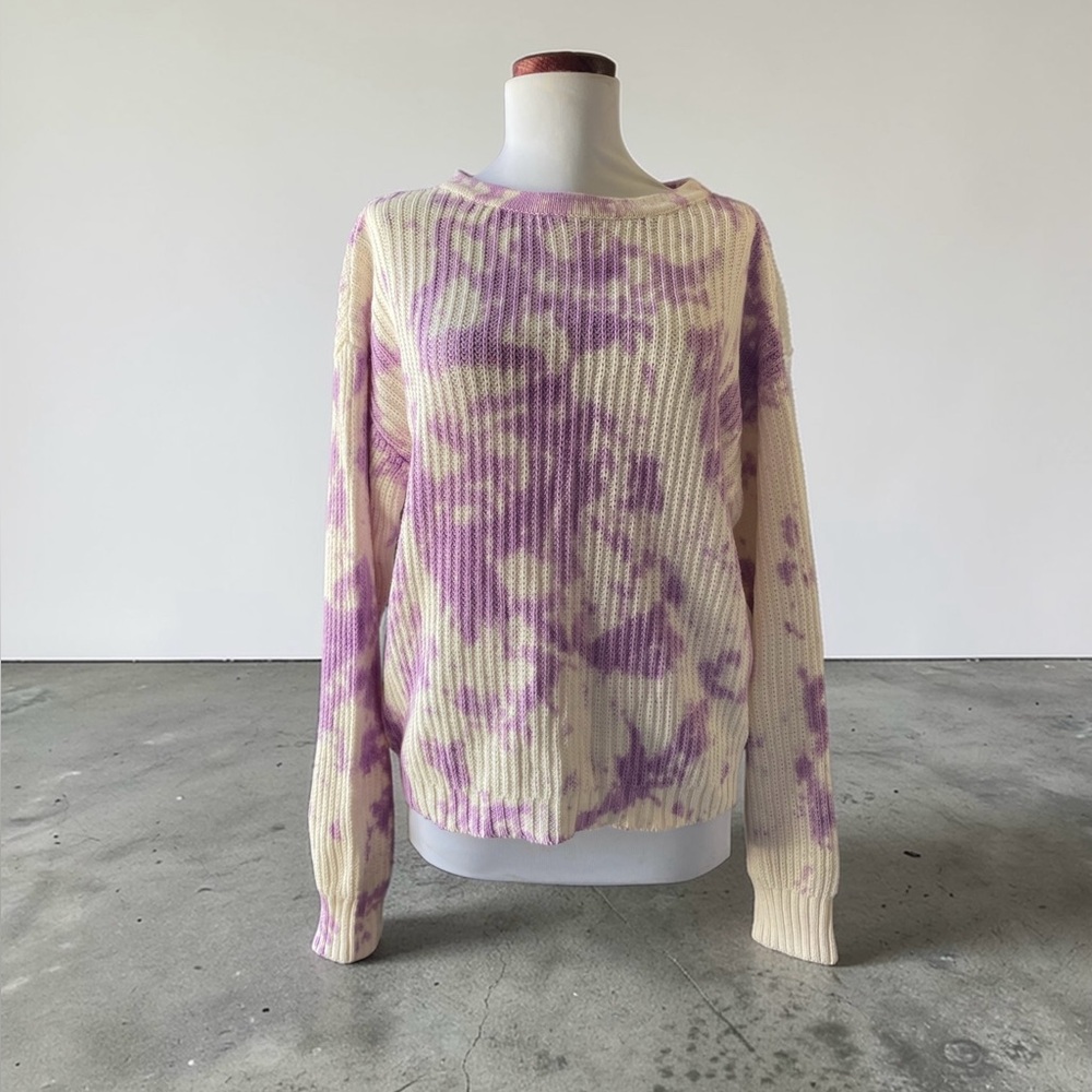 Venus NWT Purple Lilac & Cream Cotton Knit Sweater Size Medium Unique Tie Dye